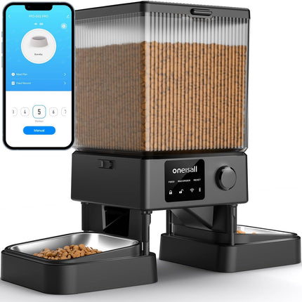 oneisall 5G WiFi Automatic Cat Feeder for 2 Cats, App Control, 20 Cups/5L