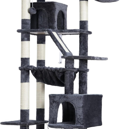 Heybly Cat Tree, Doodle Tower 180 cm, 2 Platforms, 2 Sleepers, 2 Hammocks, Dark Grey HCT034G