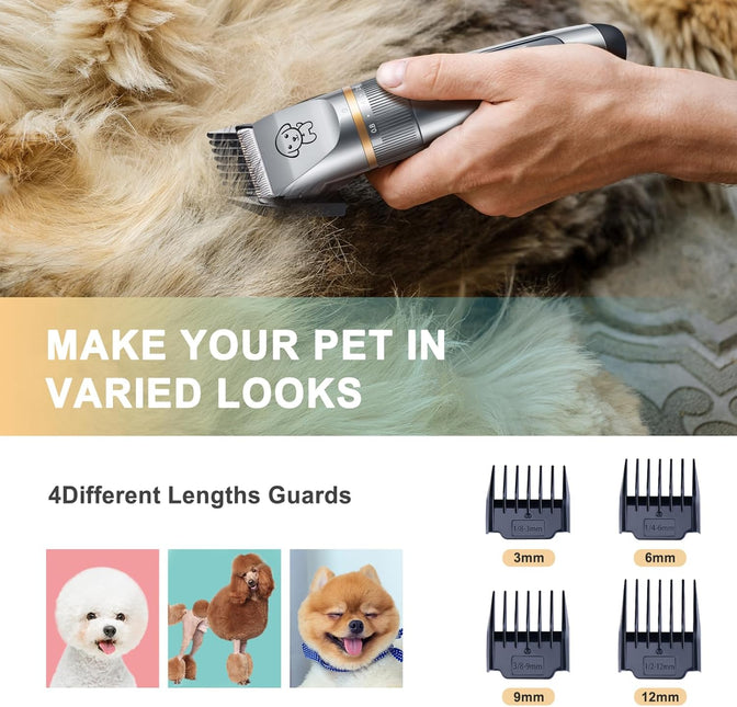 Cat Clippers,Pet Hair Trimmer Quiet Cat Clippers Grooming Kit with Comb 5 Speed Cat Shavers for Matted Long Hair