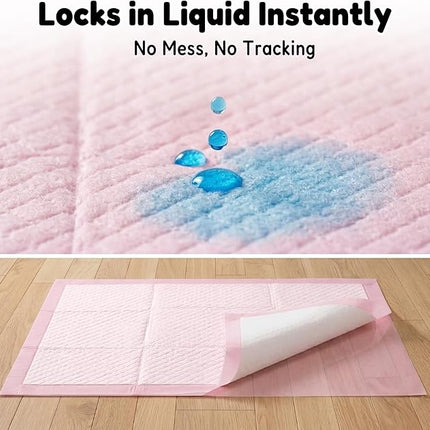 MoMoCo Pink Puppy Pads 23" x 23", 6-Layer Super Absorbent Dog Pee Pads, Leak-Proof Training Pads for Hardwood Floors & Apartments, Flash-Dry Disposable Potty Pads for Puppies & Senior Dogs, 100 Count