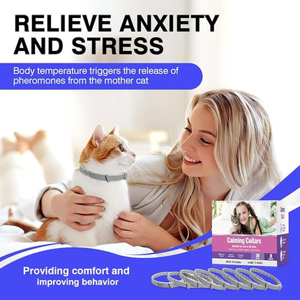 Calming Collar for Cats 8 PK Cat Stress and Anxiety Relief Pheromone Collar for Cats