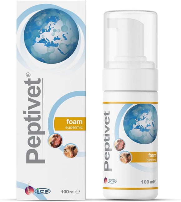 Peptivet Dog & Cat Skin Foam, No-Rinse Leave-On for Itchy Skin, 100 ml