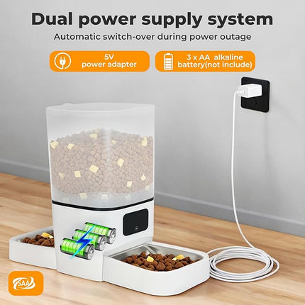 PaWz Automatic Cat Feeder with APP Control,5G WiFi Automatic Dog Feeder,6L Food Large Cat Dispenser for Multiple Pets