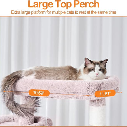 Heybly Cat Tree, 180 cm-Tall Tower for Indoor Cats with 2 Perches, 2 Big Condos, 2 Hammocks, Mushroom