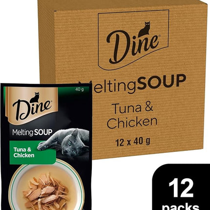 Dine Melting Soup Wet Cat Food Tuna and Chicken 40g Pouch, 12 Pack