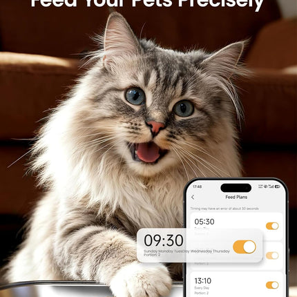 oneisall 5G WiFi Automatic Cat Feeder for 2 Cats, App Control, 20 Cups/5L
