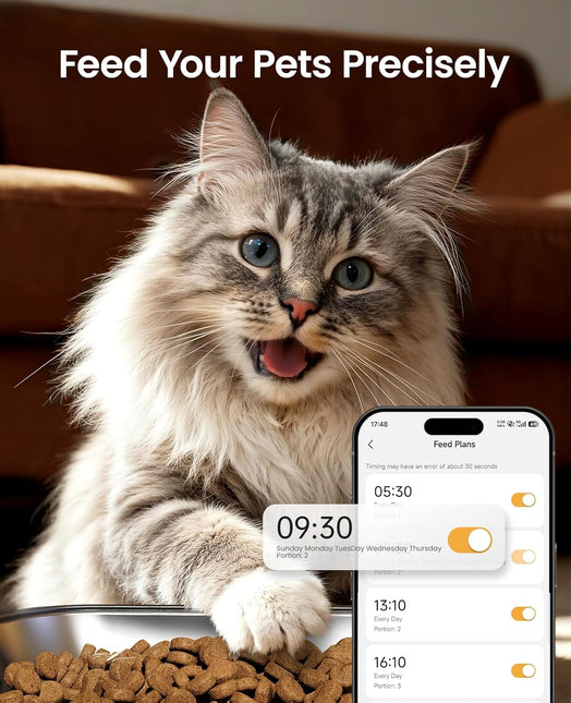 oneisall 5G WiFi Automatic Cat Feeder for 2 Cats, App Control, 20 Cups/5L