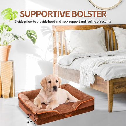 AUSCAT Medium Orthopedic Dog Bed, Memory Foam , 70L x 58W x 18H cm, Brown