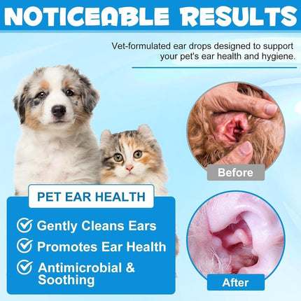 Dog Ear Infection Treatment, Cat & Dog Ear Cleaning Drops, with 1% Hydrocortisone
