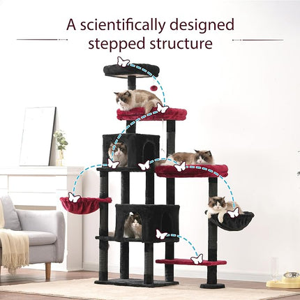 Hey-brother Cat Tree Tower with Stable Extended Base, 3 Platforms, MPJ038BR