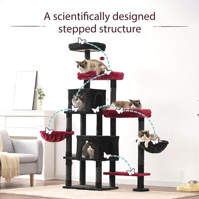 Hey-brother Cat Tree Tower with Stable Extended Base, 3 Platforms, MPJ038BR