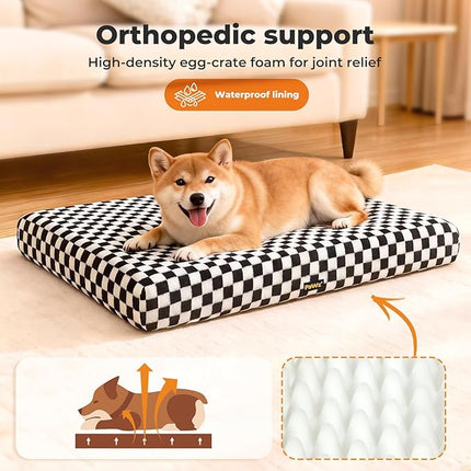 PaWz Dog Bed for Medium Dogs,Orthopedic Dog Bed,Memory Foam Mattress with Egg-Crate Foam,Dog Crate Mattress Large Dog Pillow Bed,Dog Mat Mattress with Removable Washable Cover,Waterproof