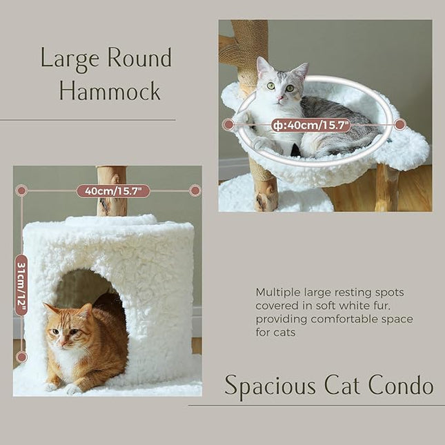 PAWZ Road Solid Cat Tree, Large Cat Tower for Indoor Cats with Large Cozy Hammock (Dia=40cm)