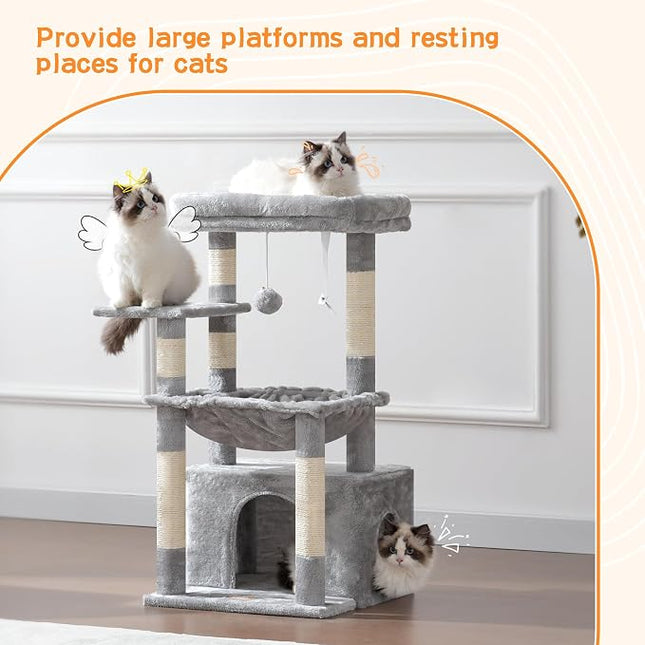 Heybly HCT008SW Cat Scratching Post with Extra Large Soft Cat Basket, Cat Scratching Post , Light Grey