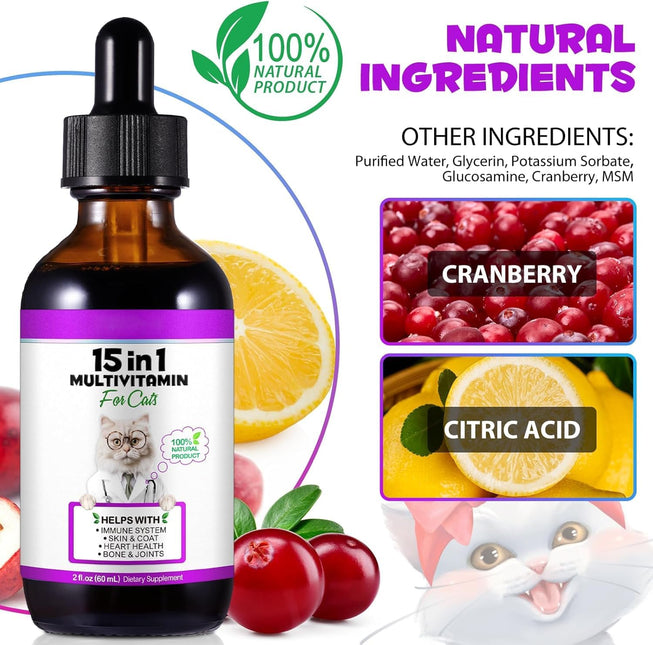 15-in-1 Cat Multivitamin Liquid Drops 60mL