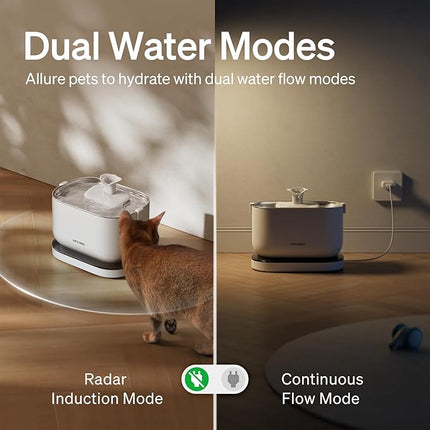 PETLIBRO Cat Water Fountain, Cordless with Stainless Steel Tray, 2.5L White | Dockstream Wireless Water Fountain, Motion Sensor, Rechargeable Battery, Quiet Pump, Easy Clean, Up to 30-Day Battery Life