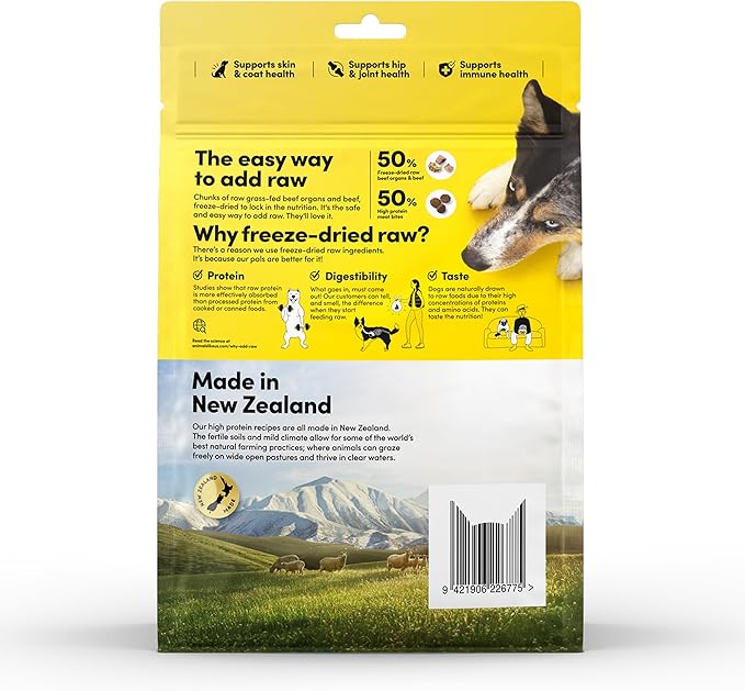 RawMix50 Dog Food Grass-Fed Beef 340g — 50% Freeze-Dried Raw, High Protein, Non-GMO, No Wheat or Corn
