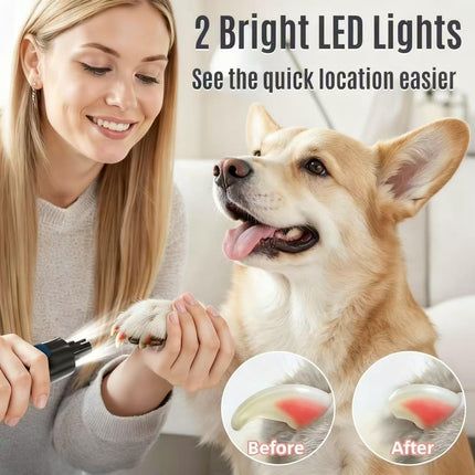 New 6-Speed Dog Nail Grinder - 50% More Power Dog Nail Trimmers with 2 LED Lights