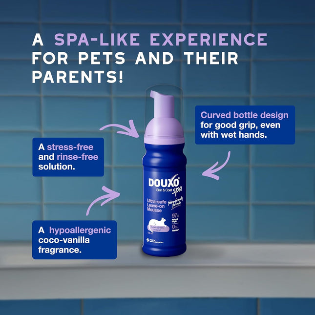 Douxo Spa Leave-on Mousse for Cats, Hypoallergenic, Skin-Friendly, 150 ml