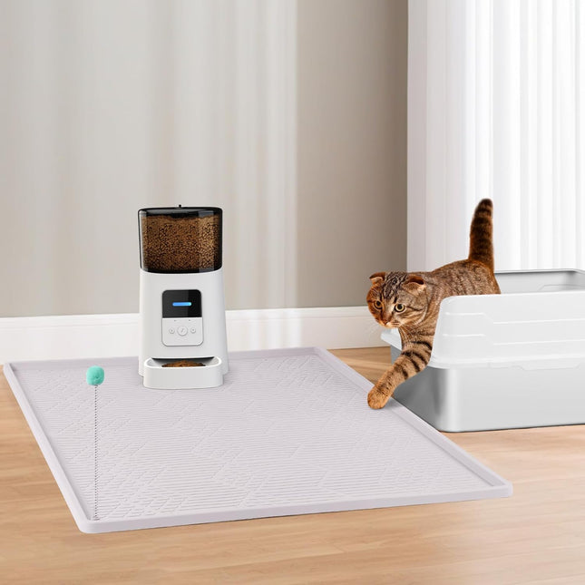 Large Cat Litter Mat with Toy Ball, 38'' x 25'' Silicone Cat Litter Trapping Mat