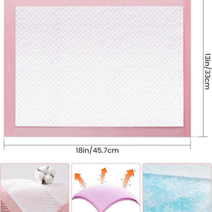 Pet Toilet Training Pads 100Count Disposable Puppy Pee Pads 18" x 13" for Dogs, Ultra Absorbent|Quick Dry|Leak-Proof Pet Potty Pads for Dog, Cat, Rabbits and Guinea Pigs (Pink)