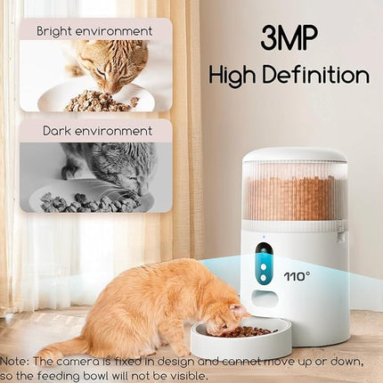 Faroro Automatic Cat Feeder with Camera, 3MP HD Video with Night Vision, 5G/2.4G