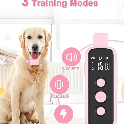 Bousnic Shock Collar for Dogs - Waterproof Rechargeable Dog Electric Training Collar with Remote for Small Medium Large Dogs with Beep(8-120 Lbs)