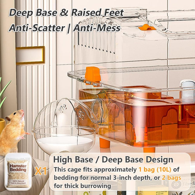 8-in-1 Dwarf Hamster Cage, No Assembly Full Transparent, Small Desktop/Breeding/Nursery Cage