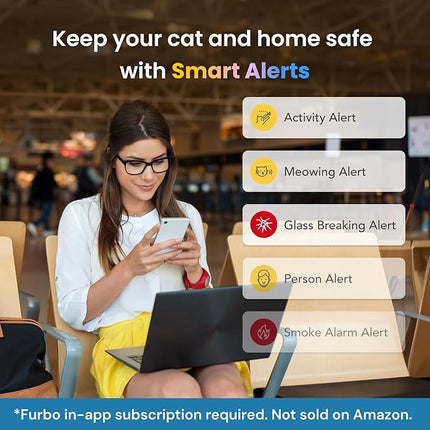 Furbo 360° Cat Camera + AI Nanny, 1080p Rotating Pet Camera with Treat Tossing, Cat Wand Toy, Alexa (Subscription Required)