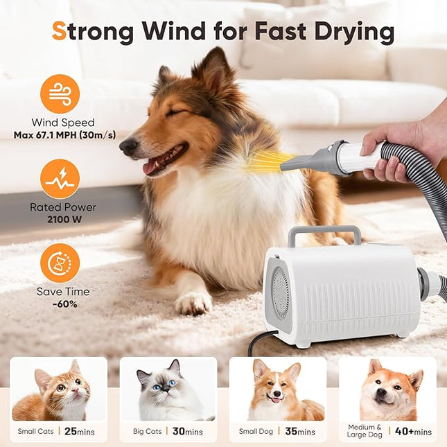 Dog Hair Dryer, Hair Dryer with Adjustable Temperature and Speed, Pet Grooming Set