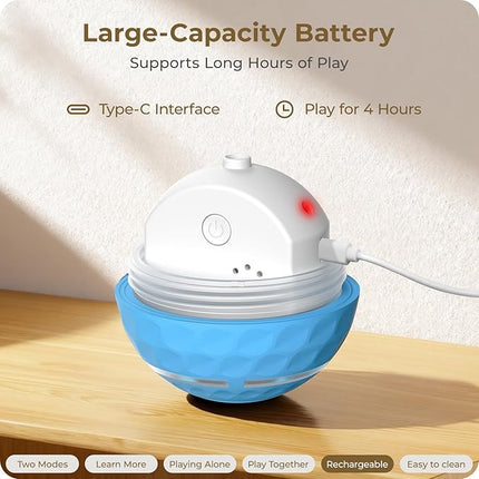 Interactive Dog Toys: Automatic Moving Dog Balls with LED Lights - (Blue)