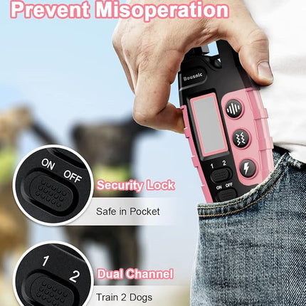 Bousnic Dog Shock Collar 2 Dogs (5-120Lbs) - 3300 ft Waterproof Training Collar for Dogs