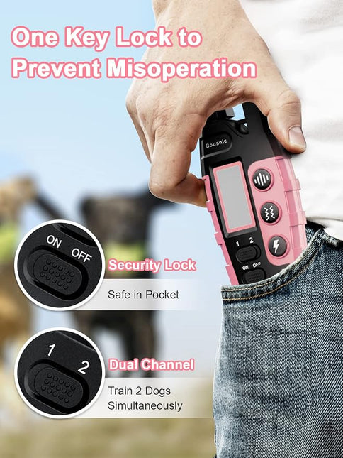 Bousnic Dog Shock Collar 2 Dogs (5-120Lbs) - 3300 ft Waterproof Training Collar for Dogs