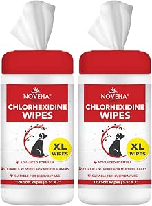 NOVEHA 240PCs XL Formulated Pet Wipes for Dogs & Cats,Size 5.5" x 7"