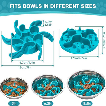 Slow Feeder Insert for Dog Bowl - 2PCS Anti-Bloat Silicone Mat with Super Suction