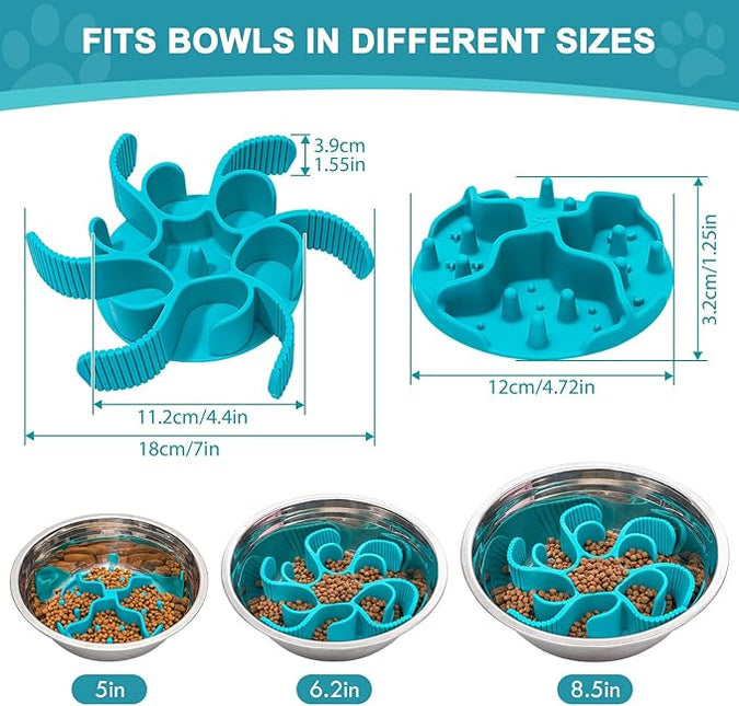 Slow Feeder Insert for Dog Bowl - 2PCS Anti-Bloat Silicone Mat with Super Suction