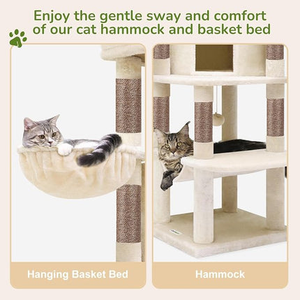 Globlazer Corner Stable Cat Tree Tower with Scratching Post, C51, Beige