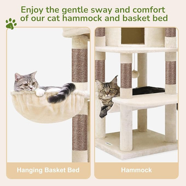 Globlazer Corner Stable Cat Tree Tower with Scratching Post, C51, Beige