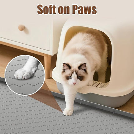 Cat Litter Mat Silicone Rubber, 101 * 71CM Pet Feeding Mat, Dog Cat Food Mat