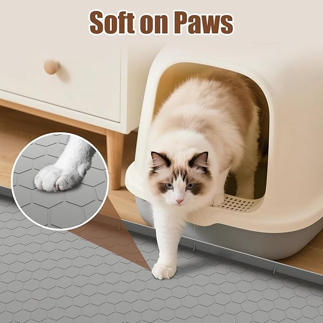 Cat Litter Mat Silicone Rubber, 101 * 71CM Pet Feeding Mat, Dog Cat Food Mat