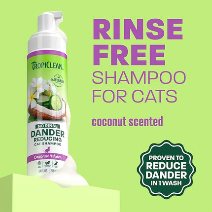 Tropiclean No Rinsing Coconut Dander Reducing Waterless Shampoo for Cats 220mL