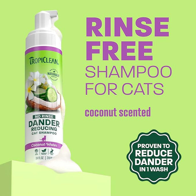 Tropiclean No Rinsing Coconut Dander Reducing Waterless Shampoo for Cats 220mL