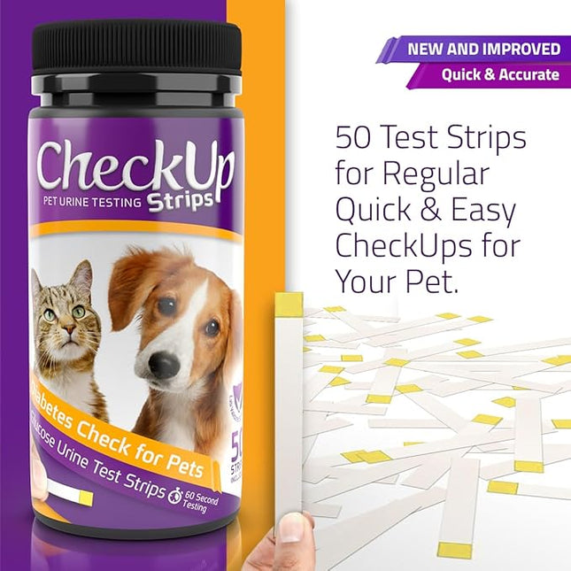 CheckUp Glucose Urine Testing Strips for Cats and Dogs - Detection of Diabetes x 50