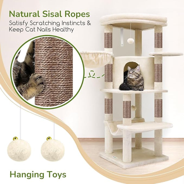 Globlazer Corner Stable Cat Tree Tower with Scratching Post, C51, Beige