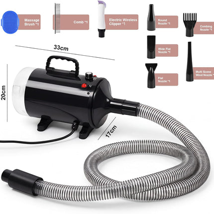 Advwin 3-in-1 Pet Dryer & Grooming Vacuum & Clipper, 2000W High-Speed Blower