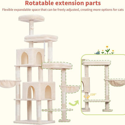 Hey-brother Cat Tree Tower with Stable Extended Base, 3 Platforms, MPJ038M