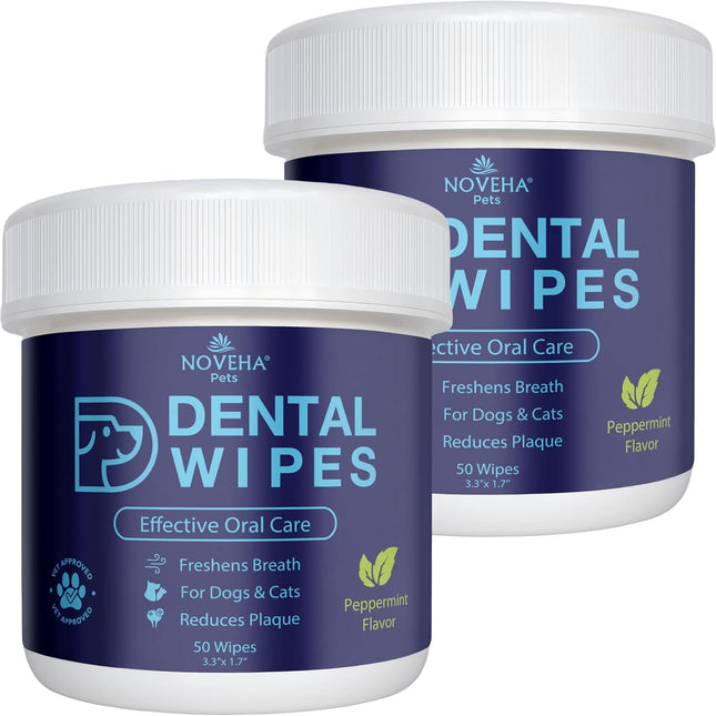 NOVEHA Pets Dental Finger Wipes for Dogs & Cats | Freshens Breath, Reduces Plaque | Healthier Gums,120pcs