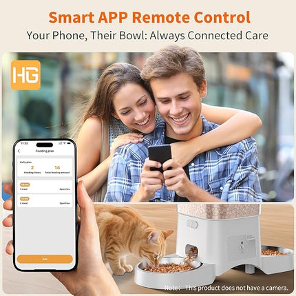 HoneyGuaridan Automatic Cat Feeder with 5G WiFi, Automatic Cat Food Dispenser for 2 Cats, APP Control Dispenser, Dual Power Supply,Desiccant Bag,10s Meal Call