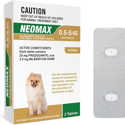 NEOMAX ALLWORMER Tablet for Small Dogs and Puppies 0-5KG Body Weight 2 Tablet Pack