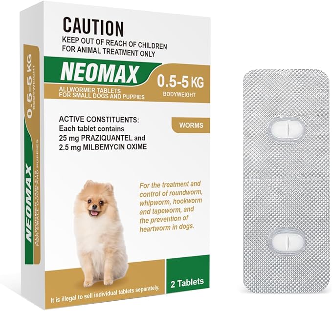 NEOMAX ALLWORMER Tablet for Small Dogs and Puppies 0-5KG Body Weight 2 Tablet Pack
